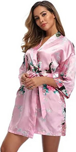 Mados satino chalatas Moteriškas chalatas Seksualus peignoir moteriškas šilko kimono nuotakos chalatas miegoti Night Grow Moterims