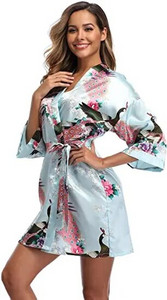 Mados satino chalatas Moteriškas chalatas Seksualus peignoir moteriškas šilko kimono nuotakos chalatas miegoti Night Grow Moterims