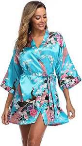 Mados satino chalatas Moteriškas chalatas Seksualus peignoir moteriškas šilko kimono nuotakos chalatas miegoti Night Grow Moterims