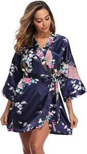 Mados satino chalatas Moteriškas chalatas Seksualus peignoir moteriškas šilko kimono nuotakos chalatas miegoti Night Grow Moterims