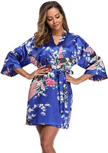 Mados satino chalatas Moteriškas chalatas Seksualus peignoir moteriškas šilko kimono nuotakos chalatas miegoti Night Grow Moterims