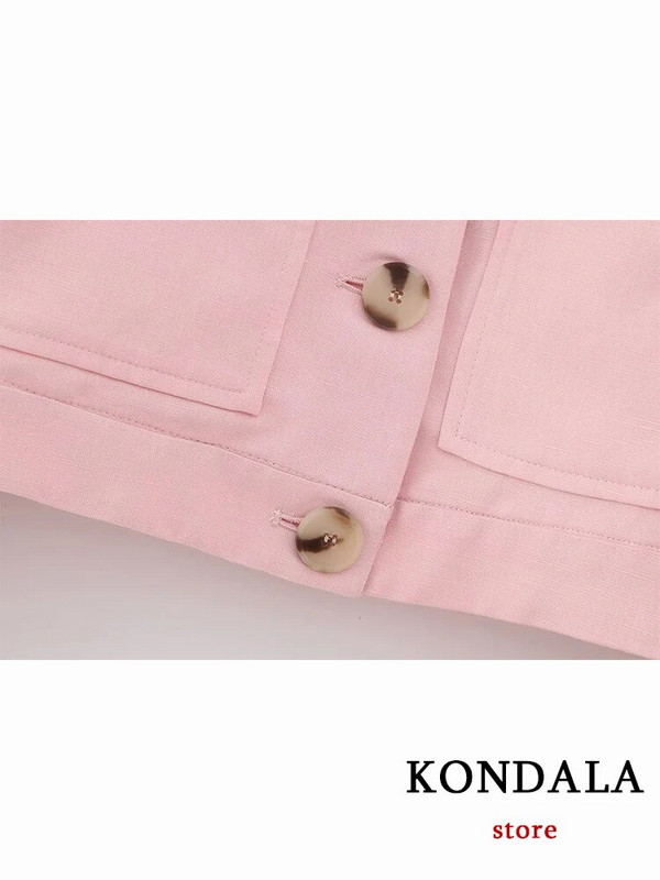 KONDALA Vintage jednobojna jednoružičasta uredska ženska ulična odjeća Ženska odijela Moda za ljeto 2023., kratki sako dugih rukava, ležerne široke hlače