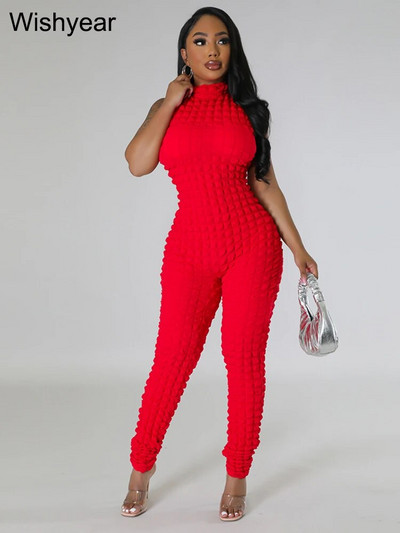 Lihtne tõmblukk, varrukateta kitsas veniv pliiatspüksid Jogger Fitness Kombinesoonid Naiste komplektid Klubiõhtu Sünnipäeva kombinesoonid