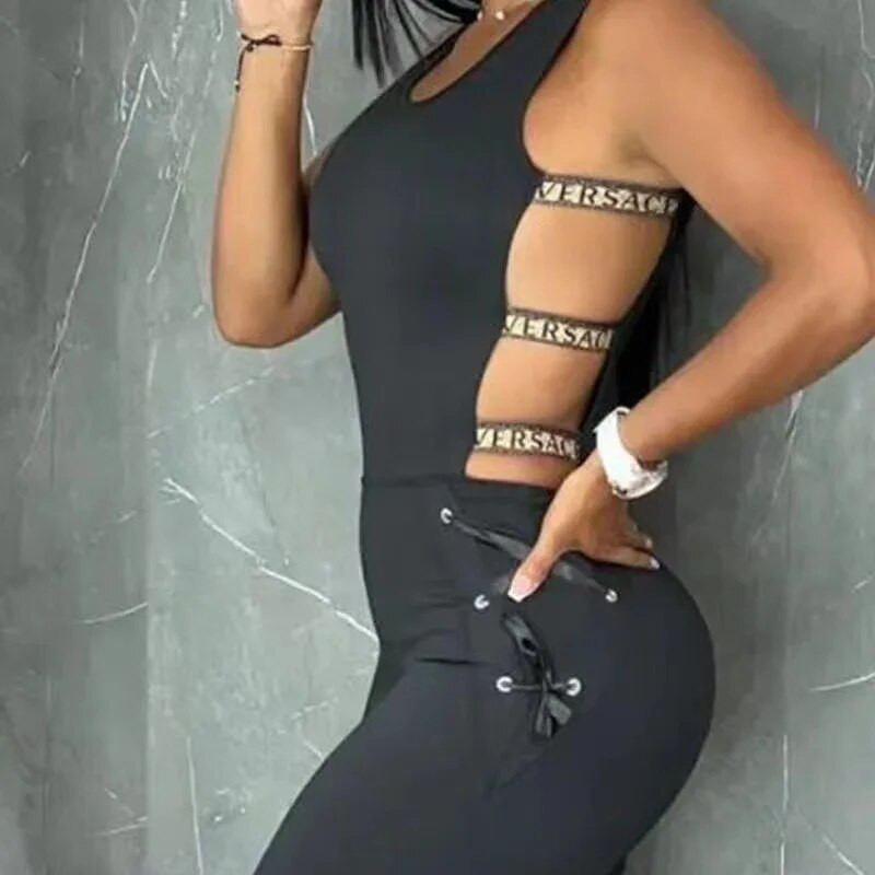 Ženski izdubljeni kombinezon Ljetna odjeća bez rukava, seksi ljestve, joga, bešavne, teretana, uski, ležerni, dnevni, dugi kombinezon 2023.