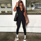 Ženski novi Y2K šik kombinezon na preklop kratkih rukava O izrez duge hlače Odjevni predmeti bez leđa Tanki jednodijelni Seksi i High Street 2024