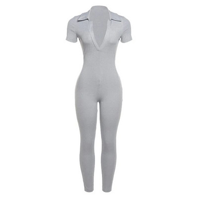 Ženski novi Y2K šik kombinezon na preklop kratkih rukava O izrez duge hlače Odjevni predmeti bez leđa Tanki jednodijelni Seksi i High Street 2024