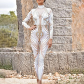 Nėrinių blizgučiais raštas 3D spausdintas Cosplay kostiumas Seksualus kombinezonas Bodis Suaugusiųjų karnavalinis vakarėlis Drabužiai Nugara Užtrauktukas Plonas Bodis