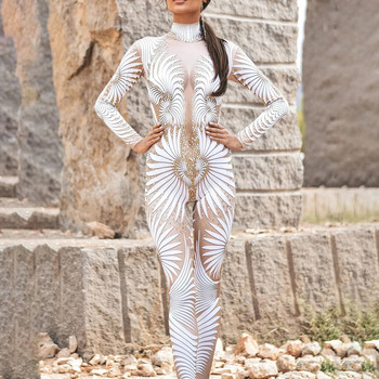 Модел с дантелени пайети 3D отпечатан косплей костюм Секси гащеризон Боди Възрастен Карнавално парти облекло Тънко боди с цип на гърба