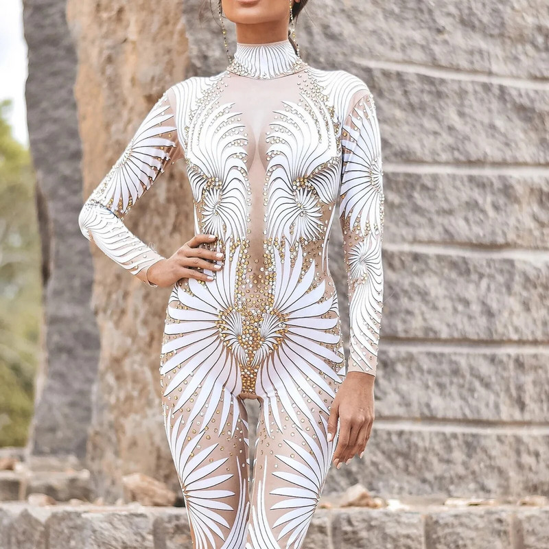 Nėrinių blizgučiais raštas 3D spausdintas Cosplay kostiumas Seksualus kombinezonas Bodis Suaugusiųjų karnavalinis vakarėlis Drabužiai Nugara Užtrauktukas Plonas Bodis