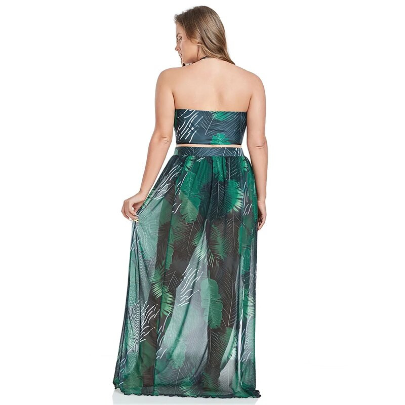 2024 m. nauji moteriški maudymosi kostiumėliai, trijų dalių kostiumai nėščiai moteriai, didelio dydžio su apynasriu kakleliu, atsegta nugara Push Up vasaros maudymosi kostiumėlis