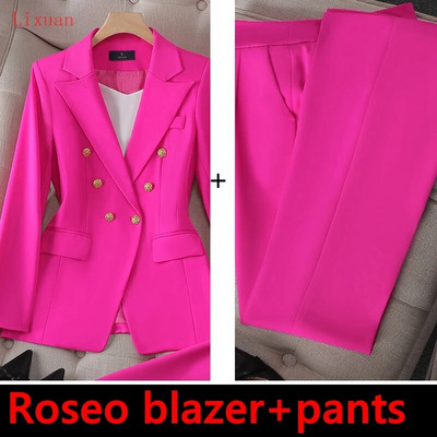 Visokokvalitetni korejski proljeće jesen ženski odijelo s hlačama Formalni 2-dijelni set sakoa Ženska uredska poslovna radna odjeća Jakna i hlače