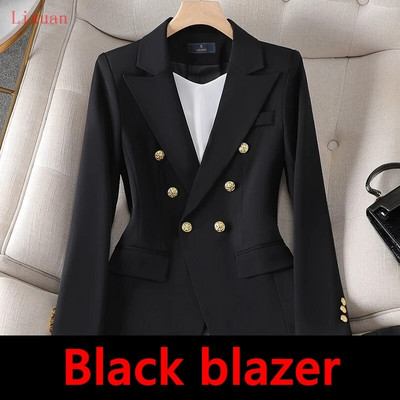 Visokokvalitetni korejski proljeće jesen ženski odijelo s hlačama Formalni 2-dijelni set sakoa Ženska uredska poslovna radna odjeća Jakna i hlače