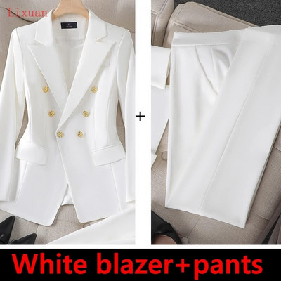 Visokokvalitetni korejski proljeće jesen ženski odijelo s hlačama Formalni 2-dijelni set sakoa Ženska uredska poslovna radna odjeća Jakna i hlače