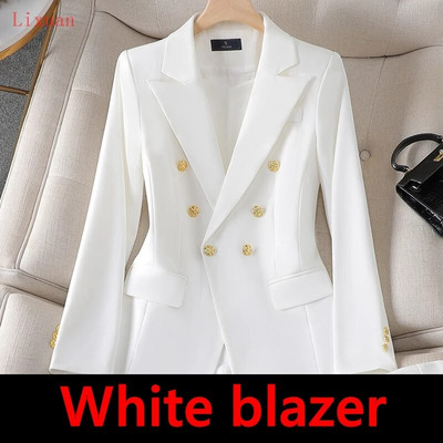 Visokokvalitetni korejski proljeće jesen ženski odijelo s hlačama Formalni 2-dijelni set sakoa Ženska uredska poslovna radna odjeća Jakna i hlače