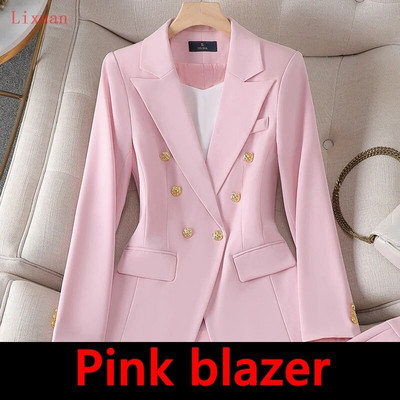 Visokokvalitetni korejski proljeće jesen ženski odijelo s hlačama Formalni 2-dijelni set sakoa Ženska uredska poslovna radna odjeća Jakna i hlače