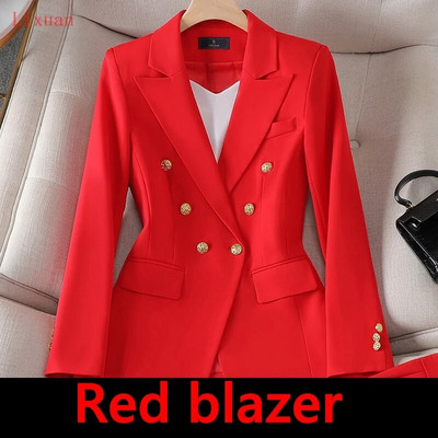 Visokokvalitetni korejski proljeće jesen ženski odijelo s hlačama Formalni 2-dijelni set sakoa Ženska uredska poslovna radna odjeća Jakna i hlače