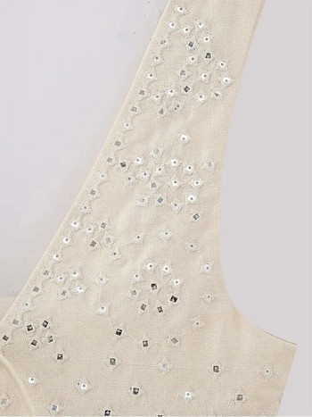 Летни Y2K жилетки с бродерия за жени, V-образно деколте, без ръкави, пискюли, тънка жилетка, 2023 г. Дамско леко ваканционно горнище