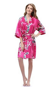 Selyem szatén esküvői menyasszonyi koszorúslány köntös virágos fürdőköpeny rövid kimonó köntös éjszakai köntös fürdőköntös divatos pongyola nőknek