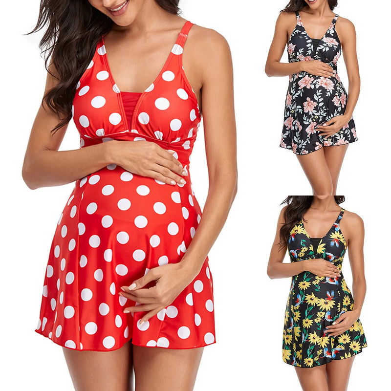 Juosmuo suskilęs nėščiųjų sijonas Moteriškas maudymosi kostiumėlis Bikini spausdinimo kostiumas Konservatyvus aukštas maudymosi kostiumėlis Tankinių rinkinys