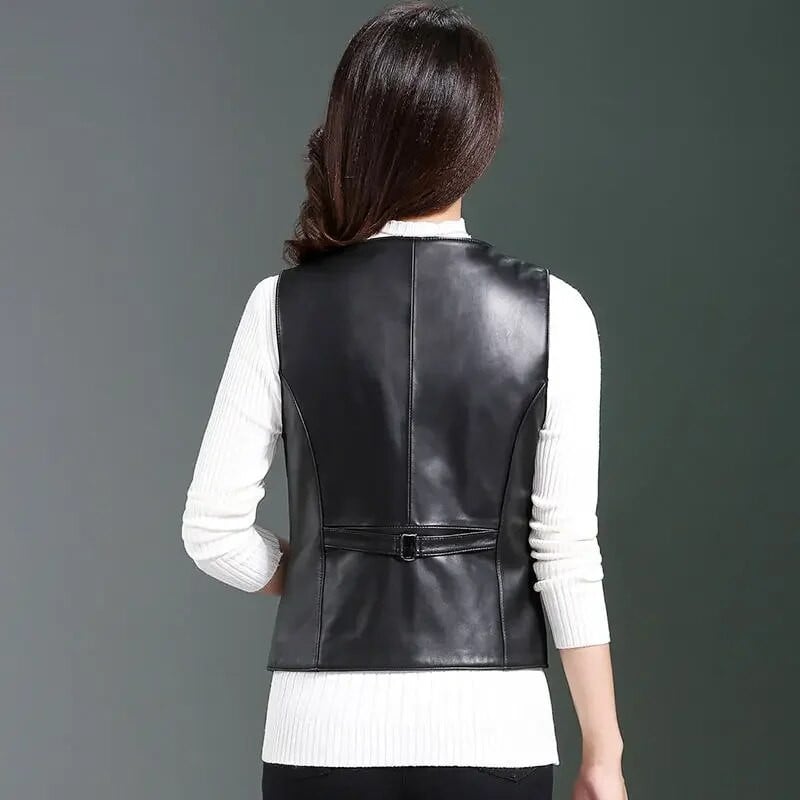 Moteriškos dirbtinės odos liemenės, moteriškos vieno mygtuko motociklo dviratininko pu striukės, moteriškos „viskas atitinkančios PU“ liemenės G169