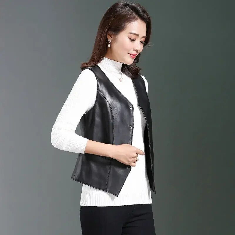 Moteriškos dirbtinės odos liemenės, moteriškos vieno mygtuko motociklo dviratininko pu striukės, moteriškos „viskas atitinkančios PU“ liemenės G169