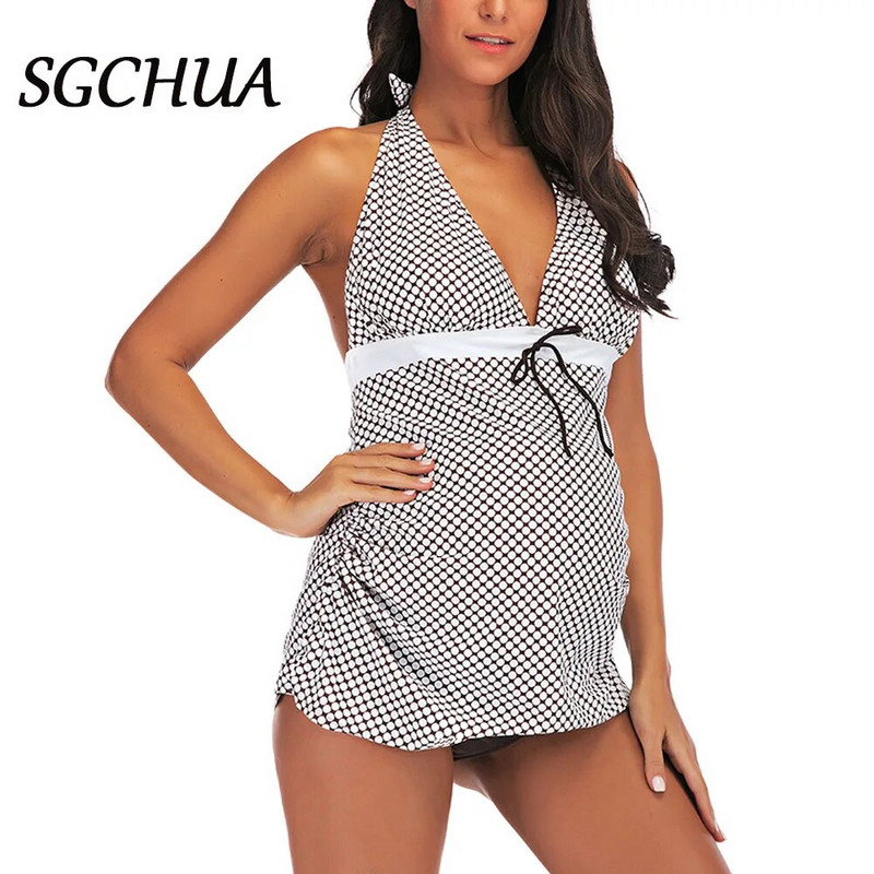 Seksi kupaći kostim za trudnice s naborima, 2-dijelni bikini set bez leđa s naborima za trudnice, ljetni kupaći kostim za plažu s mašnom i v-izrezom