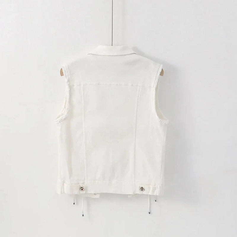 Bijela crna traper jakna 5XL Kratki ženski kaput Jesenska labava vanjska odjeća bez rukava Ženski ležerni jeans prsluk Kardigan Topovi