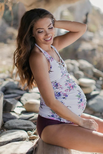 Νέα γυναικεία μαγιό εγκυμοσύνης με λουλουδάτο τύπωμα Μαγιό εγκυμοσύνης Καλοκαιρινό μπικίνι παραλίας Σέξι ρούχα για έγκυες γυναίκες