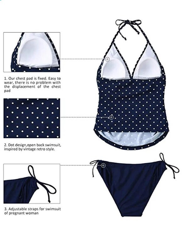 Telotunt μαγιό εγκυμοσύνης Plus Size Tankinis εγκυμοσύνης Γυναικεία κουκκίδα μπικίνι Μαγιό παραλίας Κοστούμι εγκυμοσύνης JU