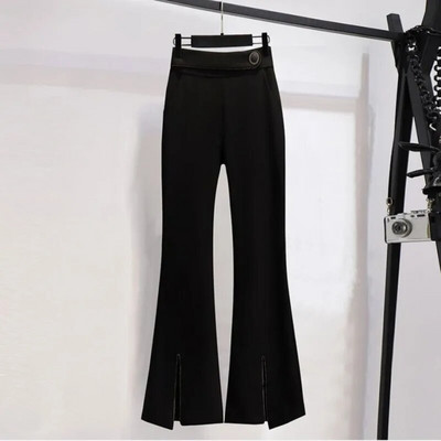 Moteriškas laisvalaikio švarko komplektas korėjietiškas elegantiškas pavasario rudens prašmatnus kostiumo paltas + juodos spalvos kelnės dviejų dalių moteriški drabužiai