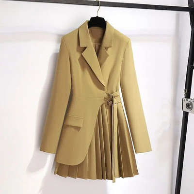 Moteriškas laisvalaikio švarko komplektas korėjietiškas elegantiškas pavasario rudens prašmatnus kostiumo paltas + juodos spalvos kelnės dviejų dalių moteriški drabužiai