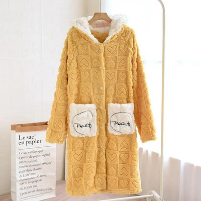 Moteriškas žieminis naujas storas šiltas flanelinis chalatas didelio dydžio koralų vilnos chalatas, moteriškas, jaukus chalatas, moteriškas miegui