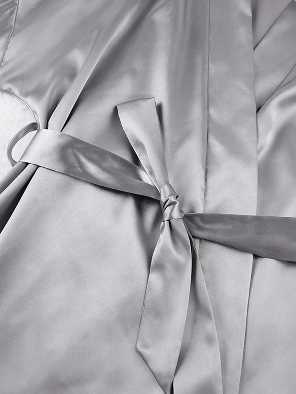 Ljeto 2023. Seksi ženski kućni ogrtač širokih rukava Ženski crni široki ogrtači Ženska spavaćica s V-izrezom i pojasom