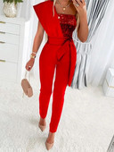 Elegantsed naiste litrid Patchwork Bodycon jumpsuit suvemood ühe õlaga balli ühes tükis vööpükste kombinesoonid kombinesoonid
