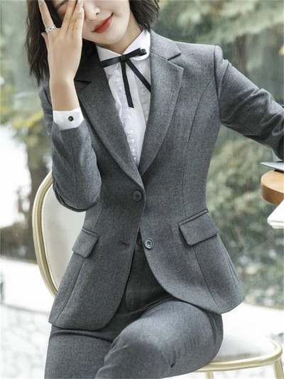 „Yitimuceng“ biuro moteriškų kelnių kostiumai moterims, 2023 m. Naujas ilgomis rankovėmis, vienaeiliais, plonais, formaliais kostiumais, 2 dalių rinkinys