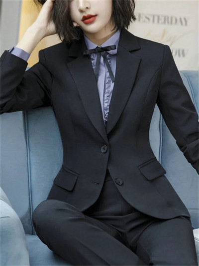 „Yitimuceng“ biuro moteriškų kelnių kostiumai moterims, 2023 m. Naujas ilgomis rankovėmis, vienaeiliais, plonais, formaliais kostiumais, 2 dalių rinkinys