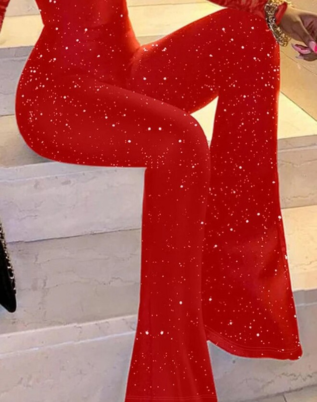 Naiste 2023. aasta kombinesoon, uus naiste pidulik kostüüm, sädelev pitsplaaster, lainelise jalaga kombinesoon, seksikas poolläbipaistvate varrukatega ja väljalõikega pikk kombinesoon