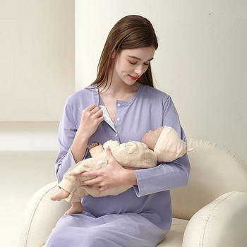 YATEMAO Νυχτικά για έγκυες γυναίκες, με μαξιλαράκι στήθους, πιτζάμες νοσηλείας μετά τον τοκετό, φόρεμα δωματίου τοκετού