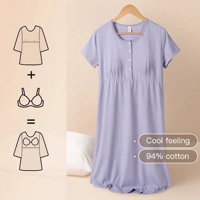 YATEMAO nėščių moterų naktiniai drabužiai, su krūtinės įklotu, po gimdymo maitinančios pižamos, pristatymo kambario suknelė