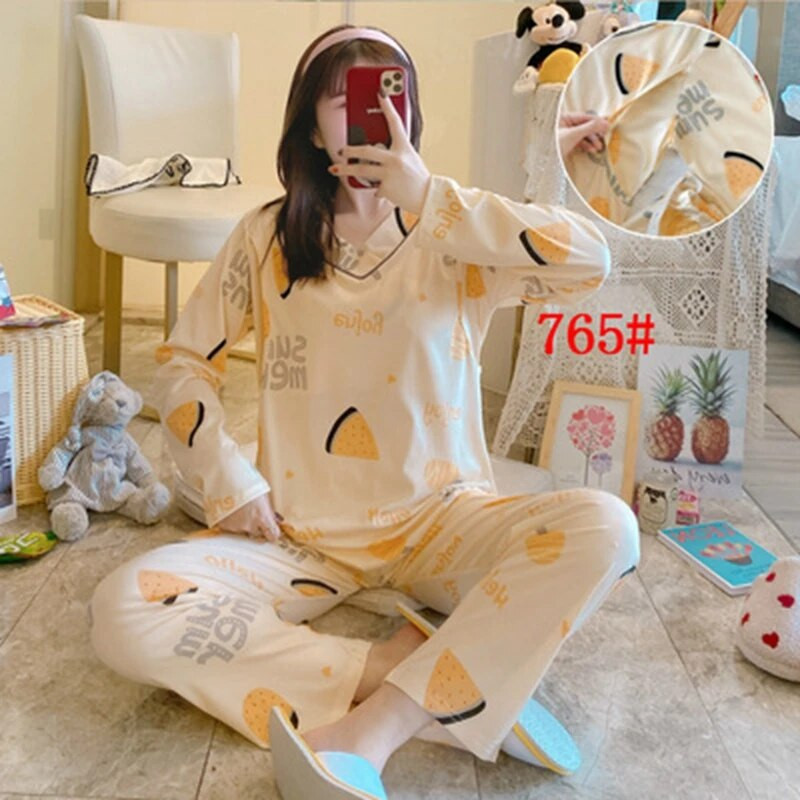 Nėščiųjų pižamos Pavasario ir rudens nėščių moterų pižamos gali maitinti krūtimi Miego drabužiai Mėnesio drabužiai ilgomis rankovėmis namuose Kostiumas