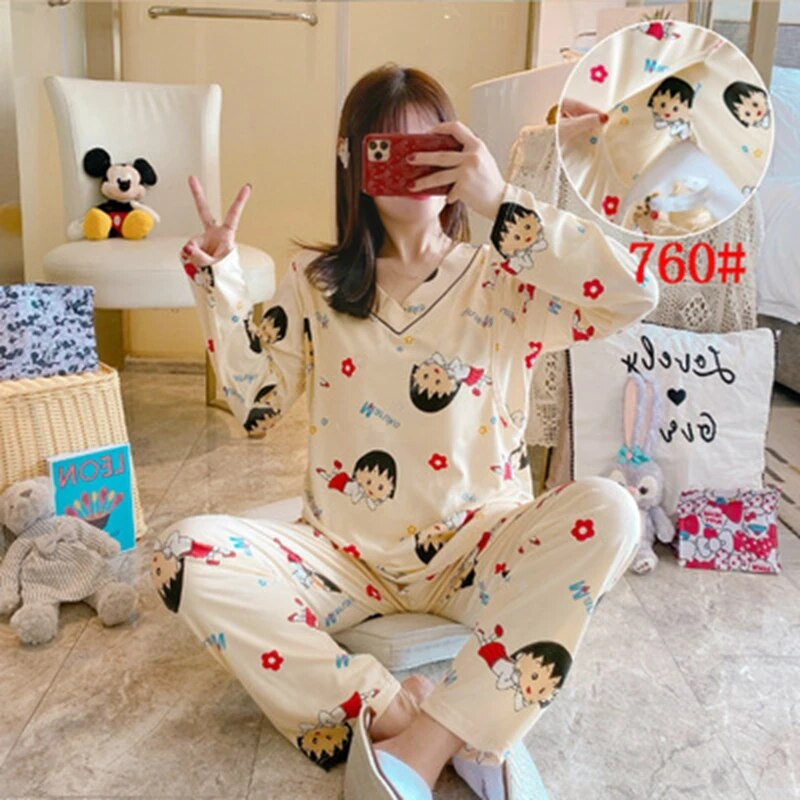 Nėščiųjų pižamos Pavasario ir rudens nėščių moterų pižamos gali maitinti krūtimi Miego drabužiai Mėnesio drabužiai ilgomis rankovėmis namuose Kostiumas