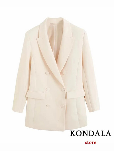 KONDALA Vintage Moda 2023. Proljetno jednobojno žensko odijelo Uredska dama Chic Ležeran jednoprsni prsluk Široki sako široke hlače s patentnim zatvaračem