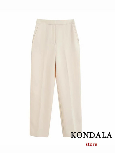 KONDALA Vintage Moda 2023. Proljetno jednobojno žensko odijelo Uredska dama Chic Ležeran jednoprsni prsluk Široki sako široke hlače s patentnim zatvaračem