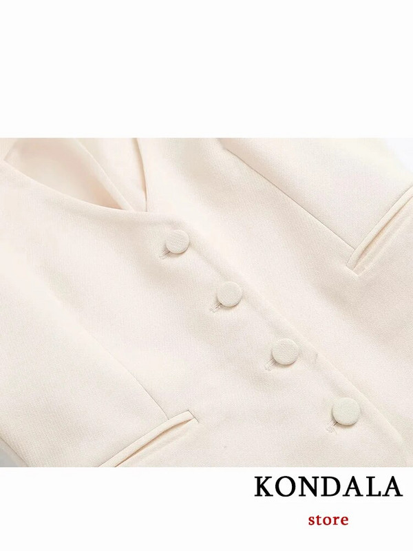 KONDALA Vintage Moda 2023. Proljetno jednobojno žensko odijelo Uredska dama Chic Ležeran jednoprsni prsluk Široki sako široke hlače s patentnim zatvaračem