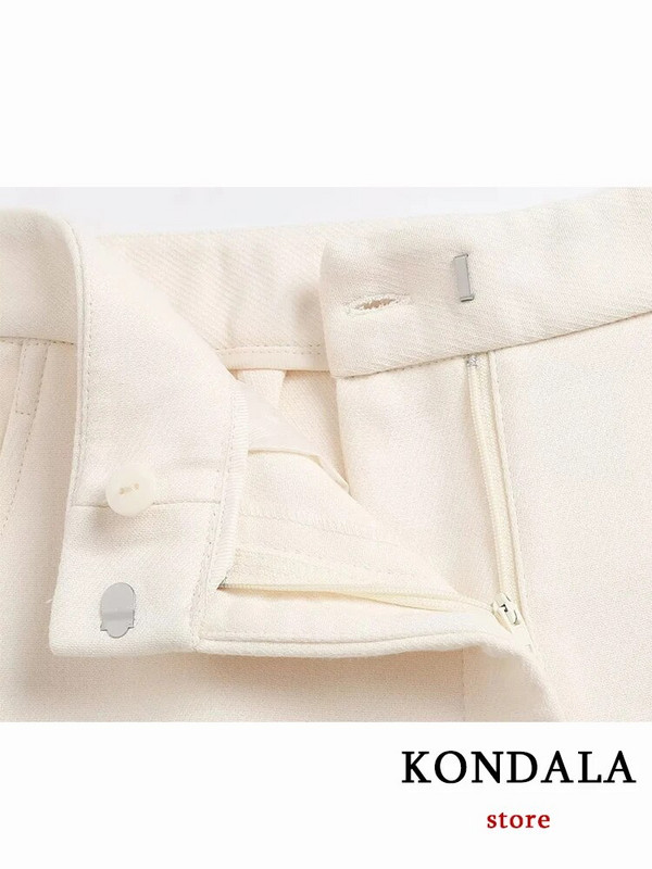 KONDALA Vintage Moda 2023. Proljetno jednobojno žensko odijelo Uredska dama Chic Ležeran jednoprsni prsluk Široki sako široke hlače s patentnim zatvaračem