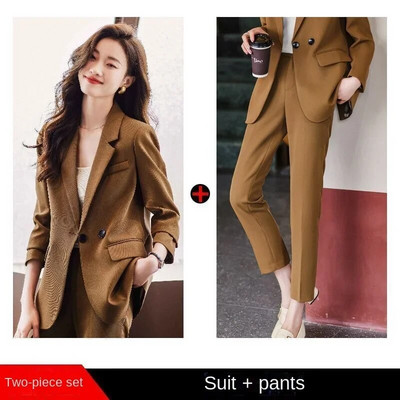 Ženski blejzer i hlače Komplet odijela 2 Elegantna komada 2023 Sako Dvodijelni setovi za žene Moda Jesen Jesen Outfits Ured