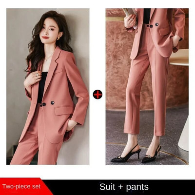 Ženski blejzer i hlače Komplet odijela 2 Elegantna komada 2023 Sako Dvodijelni setovi za žene Moda Jesen Jesen Outfits Ured