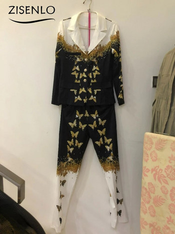Нов моден костюм за свободното време Дамски костюм Блейзъри Костюми за жени Комплекти блейзъри Костюм Комплект блейзъри Дамски комплекти от 2 части Елегантни дамски комплекти