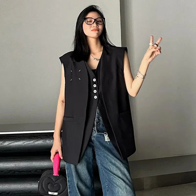 2024 Ženski Proljeće Jesen Široki prsluk Ženski korejski temperamentni prsluci bez rukava Top Lažni dvodijelni prsluci Kaput