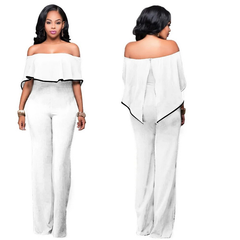 HOOYI Ljetni kombinezon s volanima, jednobojna odjeća, seksi bodi